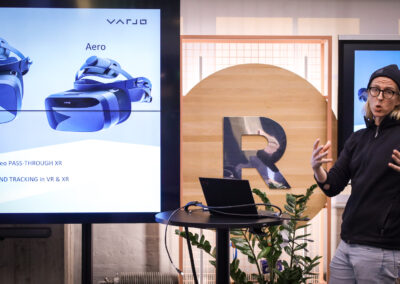 Jaakko Wilska from Varjo Technologies giving a presentation.